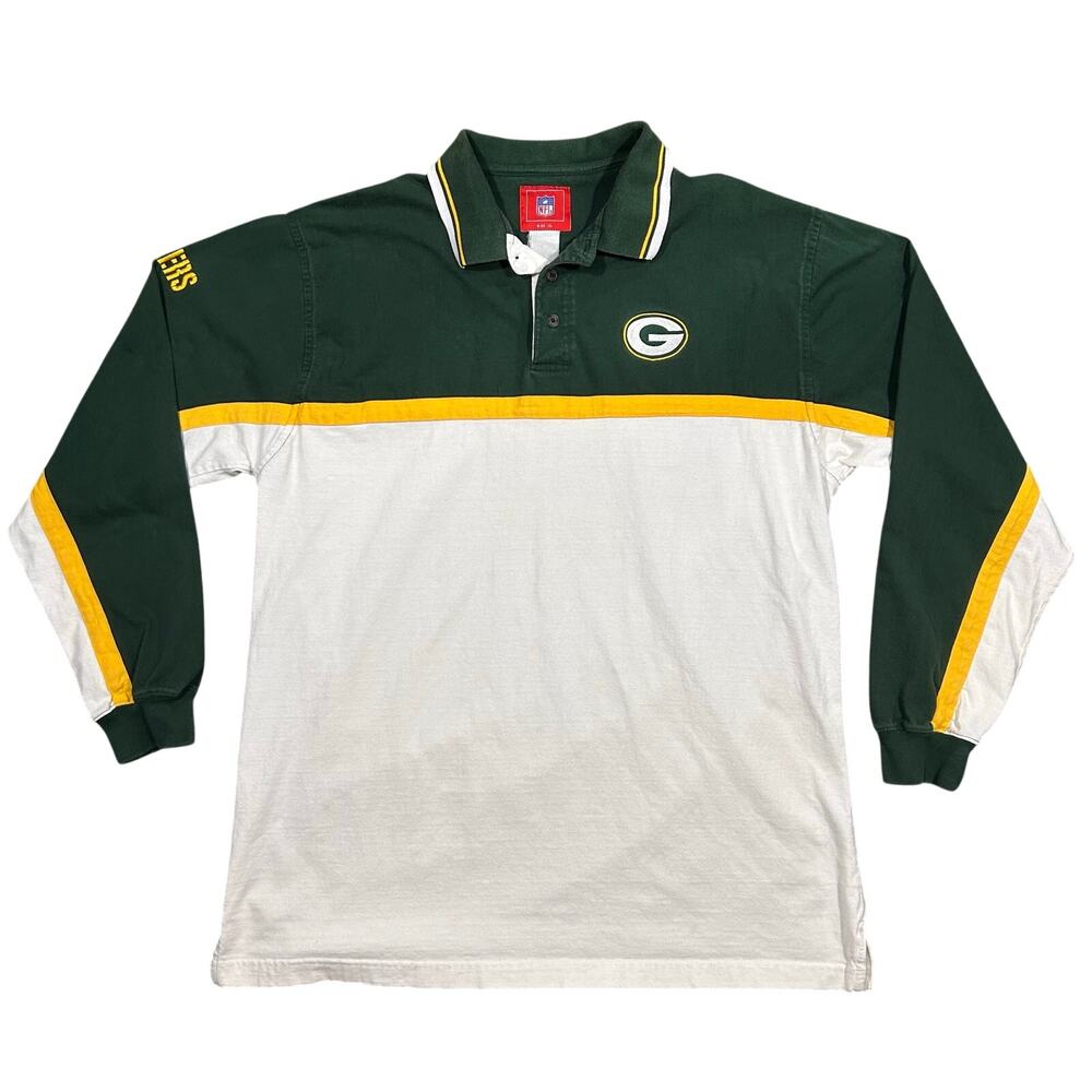 Vintage Green Bay Packers Rugby Shirt Men’s XL Long Sleeve Polo NFL Football